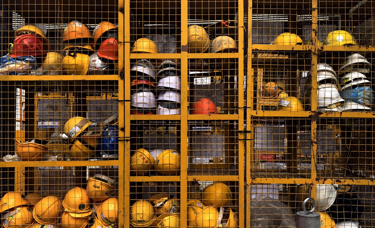 Rack of gas detection sensors being serviced